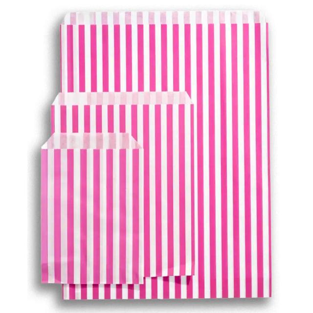 Sachets en papier à rayures roses