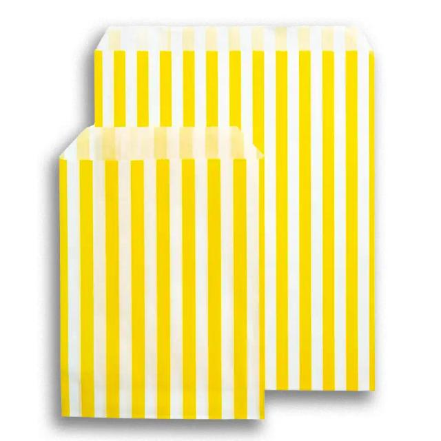 Sachets en papier à rayures jaunes