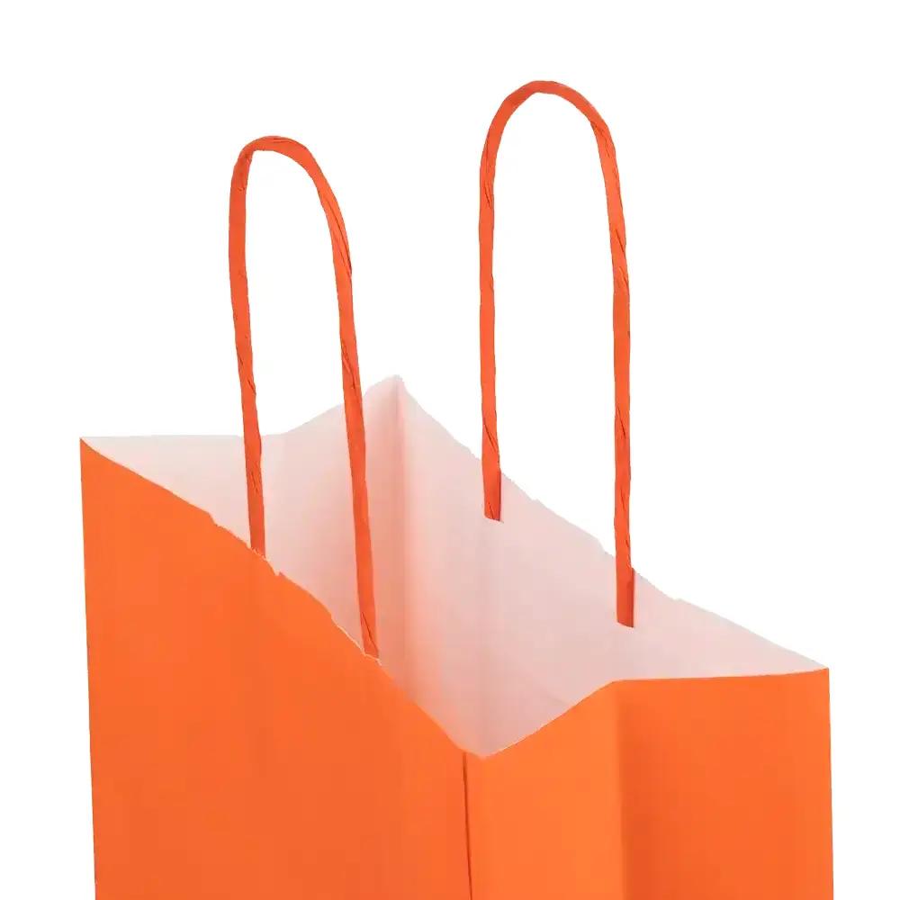 Sacs en papier kraft à poignées torsadées, orange
